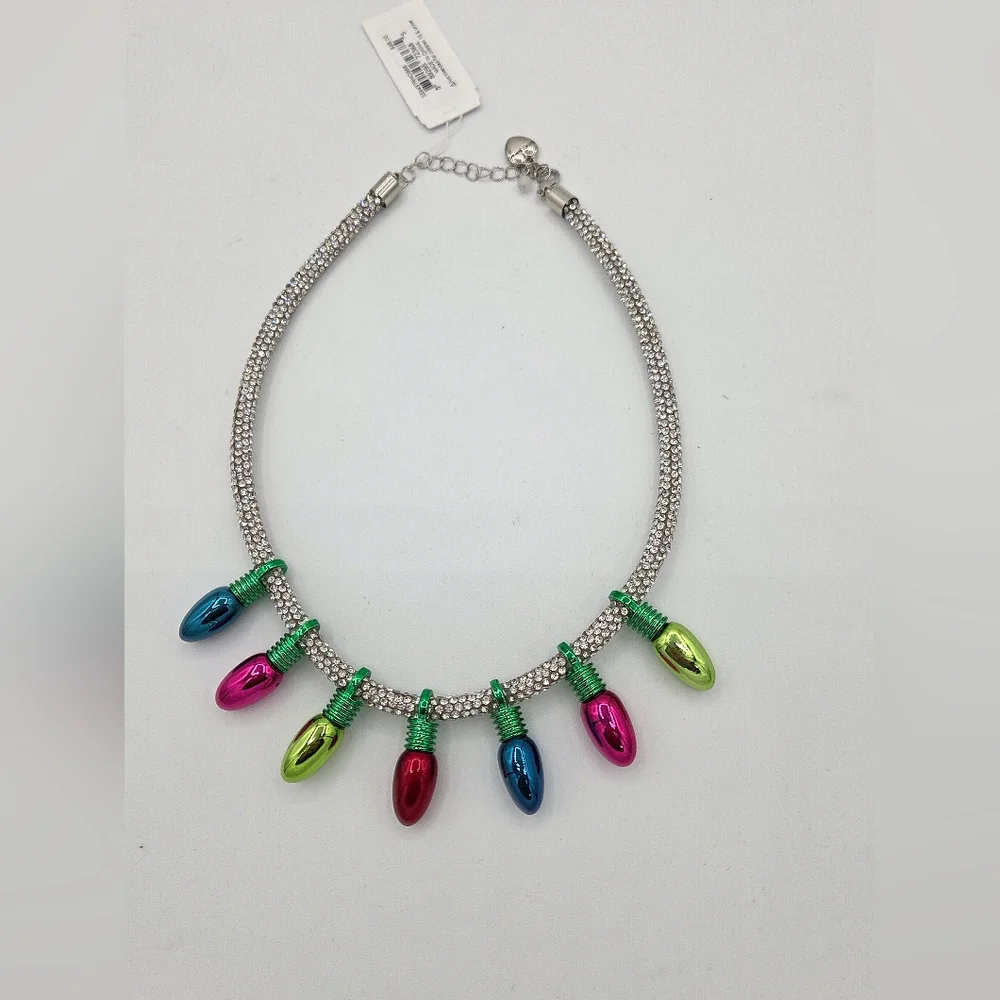 NWT Betsey Johnson Multi Light Bib Necklace Christmas Holiday - Picture 2 of 6